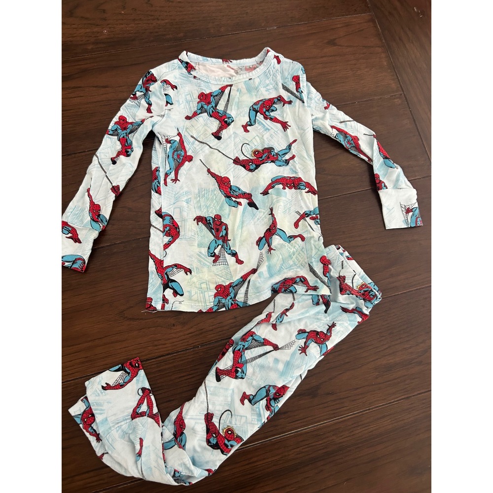 Marvel Posh Peanut Spiderman Bamboo Pajama Set Blue Red Kids Size 3T-4T
